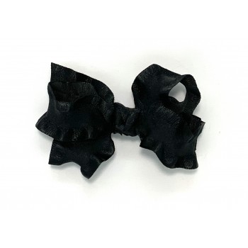 Black Double Ruffle Bow - 3 Inch